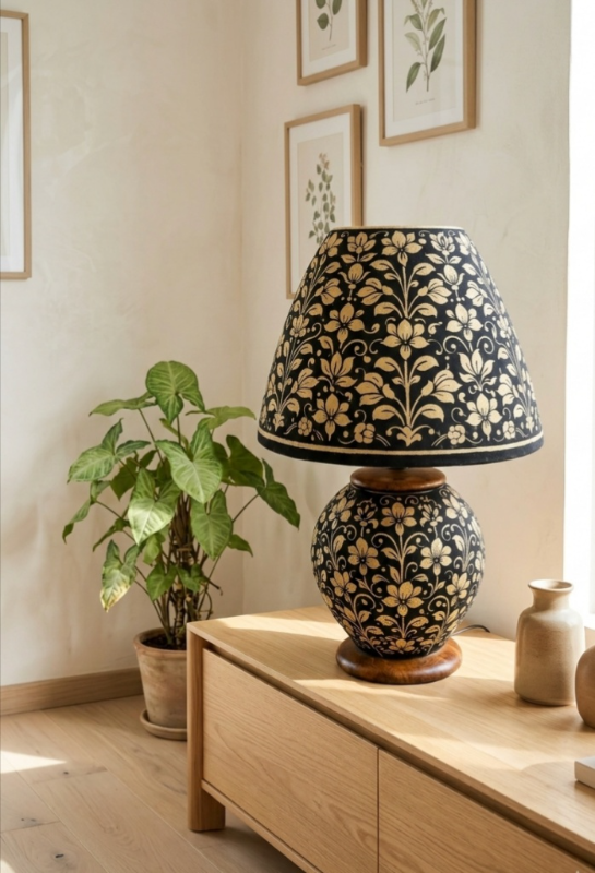 Gul-e-Naqsh - Handmade Camel Skin Side Lamp