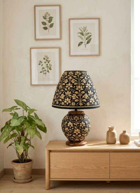 Gul-e-Naqsh - Handmade Camel Skin Side Lamp